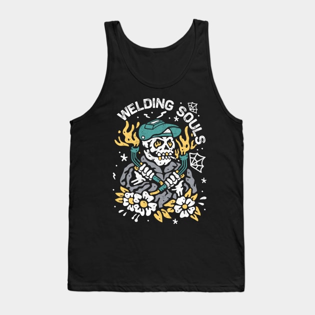 Welder, Welding Souls Halloween, Iron-Worker Welder Tank Top by alcoshirts